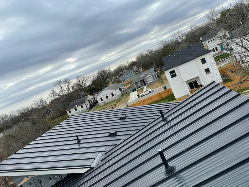 Standing seam metal roof panels with vents for Skylight Repair in East Highland Park